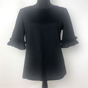 Banana Republic S Ruffle Short Sleeve Top Black